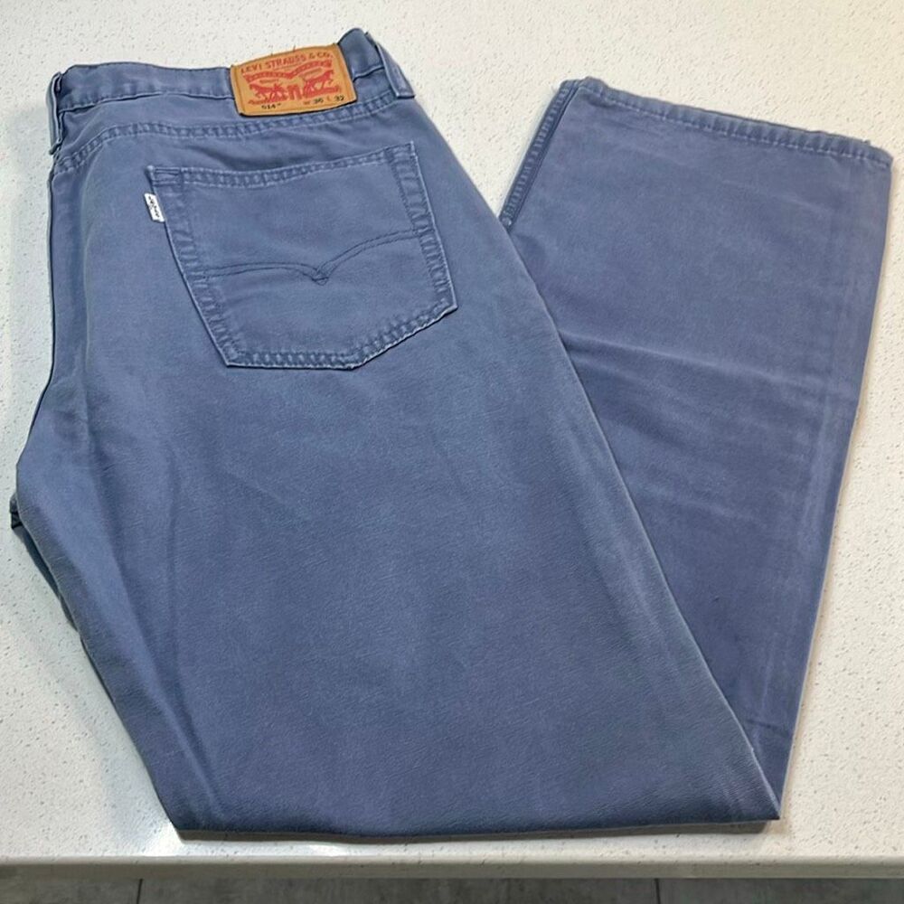 Levis 514 Straight Fit Jeans Mens 36x32 Slate Blue 100% Cotton 00514-0875